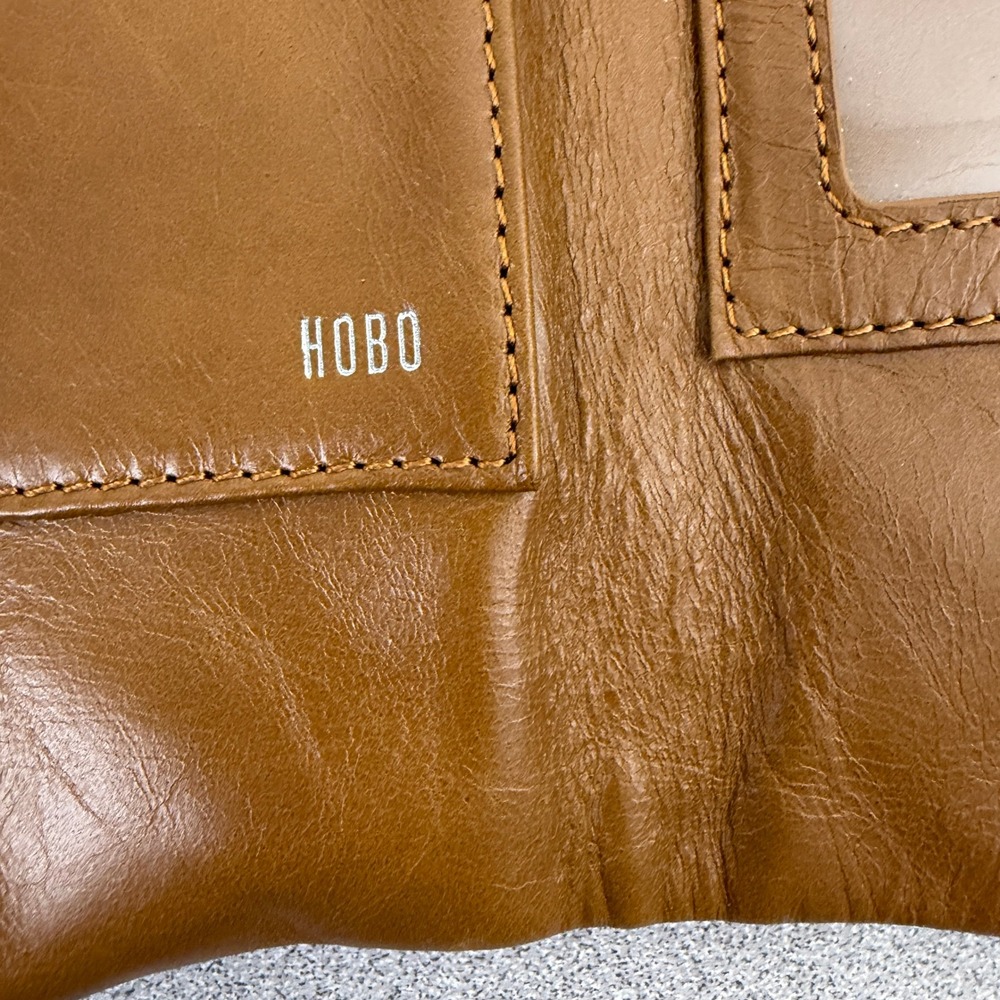 Hobo Lauren Wallet Womens OS Tan Brown Leather Double Frame Silver Clutch Cards - Picture 6 of 9